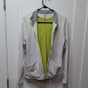 DONATING SOON Athletic Yoga Running Jacket White Gray Neon Yellow Lime Green